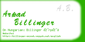 arpad billinger business card